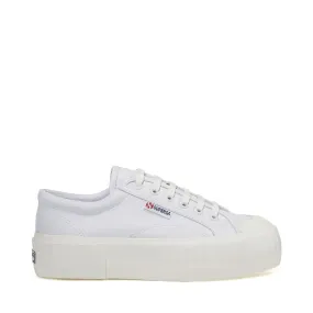 2631 STRIPE PLATFORM VEGAN FAUX LEATHER WHITE WHITE AVORIO