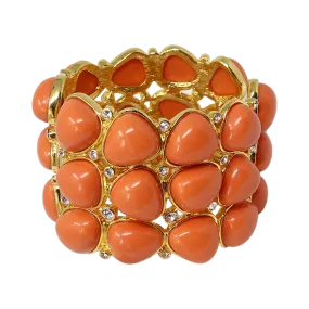 3 Row Coral Rounded Bracelet