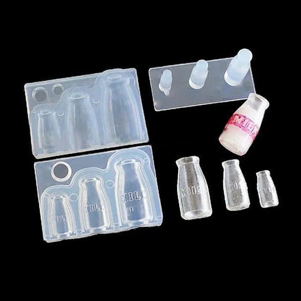 3D Miniature Milk Glass Bottle Silicone Mold