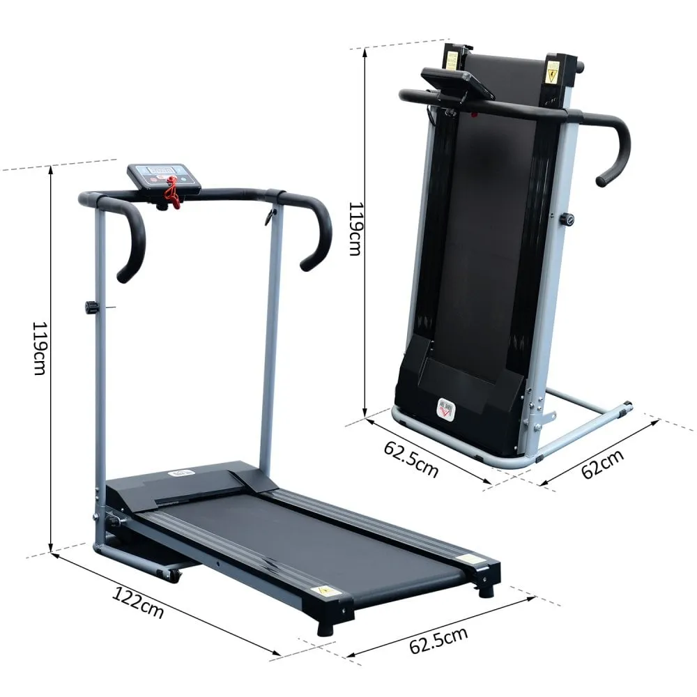 500W Electric Treadmill 28kg Folding Running Machine Fitness Exercise-Black/Grey