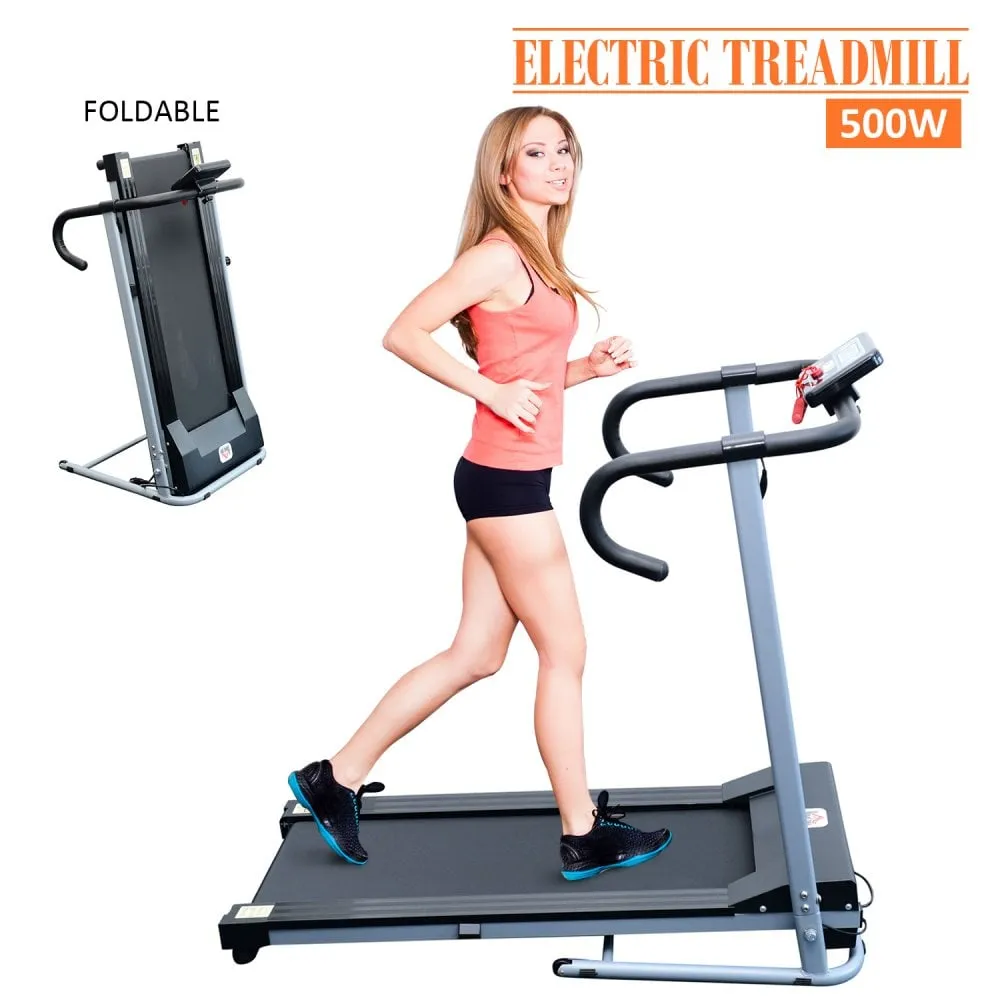 500W Electric Treadmill 28kg Folding Running Machine Fitness Exercise-Black/Grey