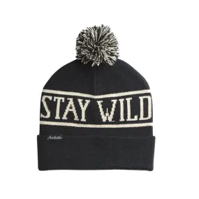 Airblaster - Stay Wild Pom Snowboard Beanie Hat - Black SALE