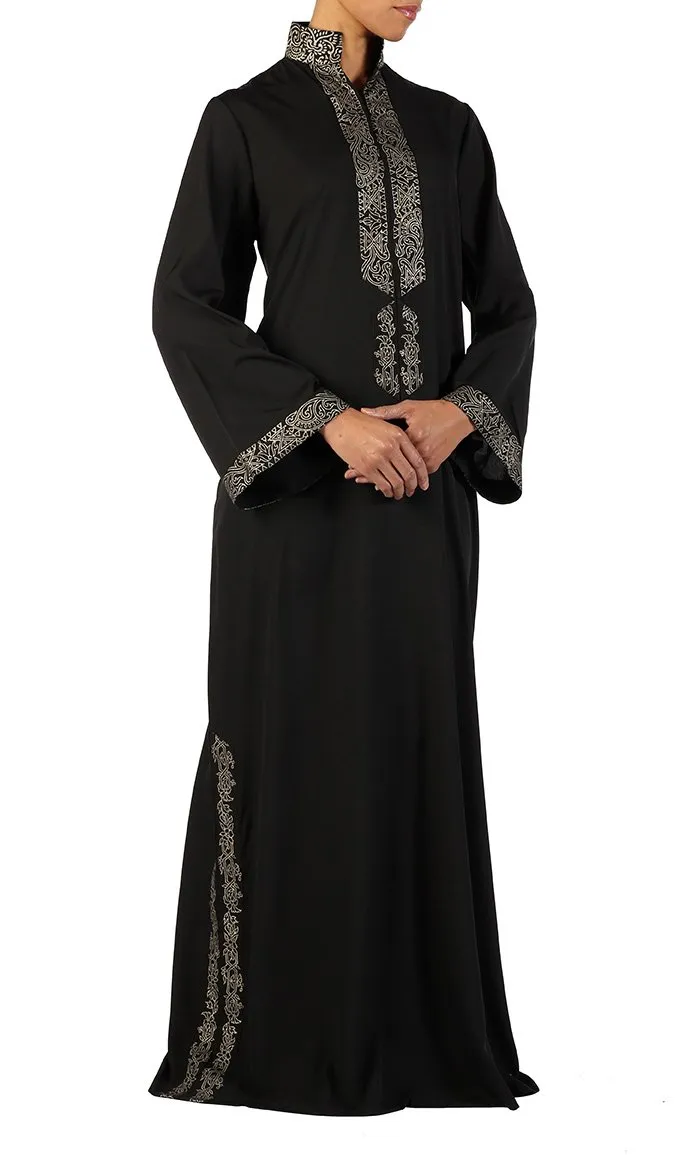 Amara Black crepe abaya with bell shaped sleeves