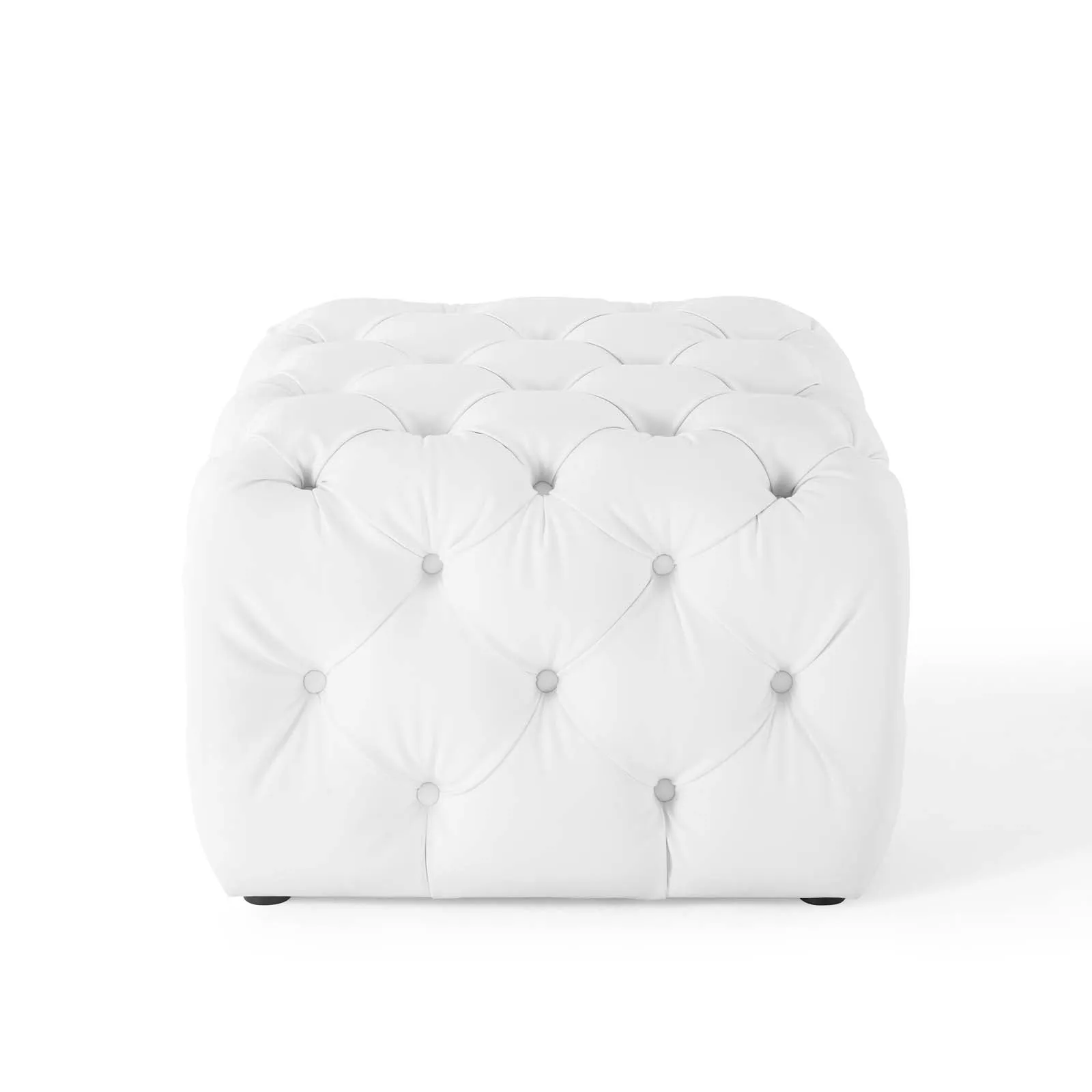 Amour Tufted Button Square Faux Leather Ottoman by Modway