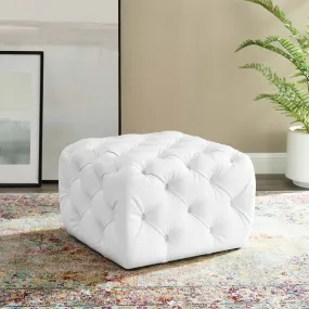 Amour Tufted Button Square Faux Leather Ottoman by Modway