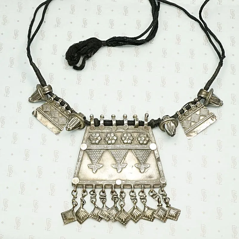 Antique Moroccan Silver Panel Necklace