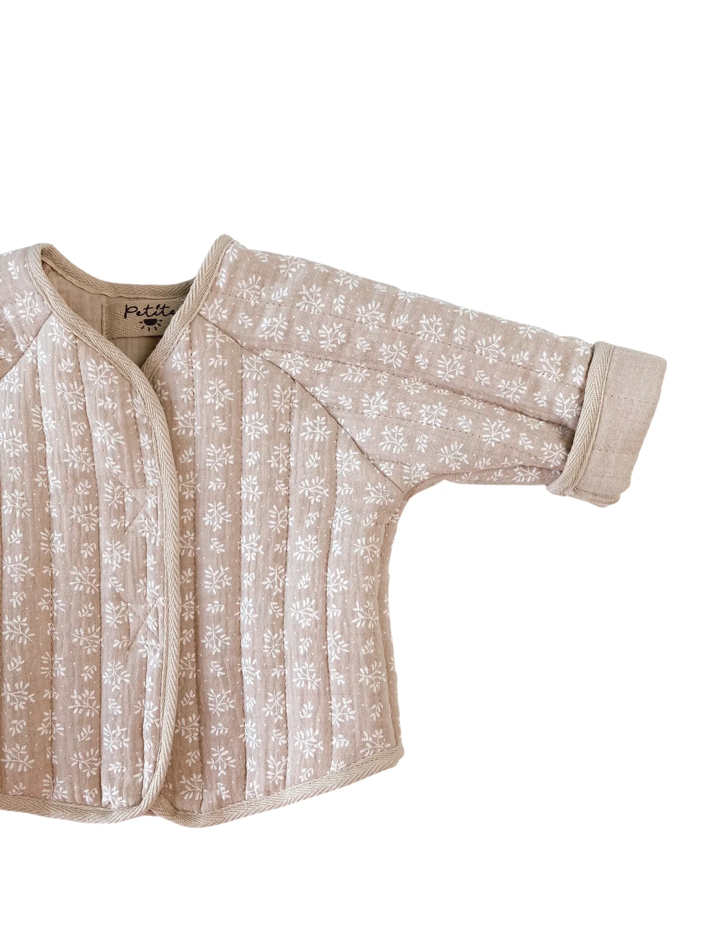 Baby & toddler quilted jacket / muslin branches - beige