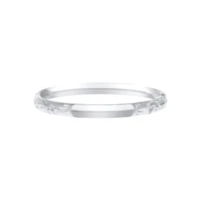 Baby Sterling Silver Floral Signet Bangle