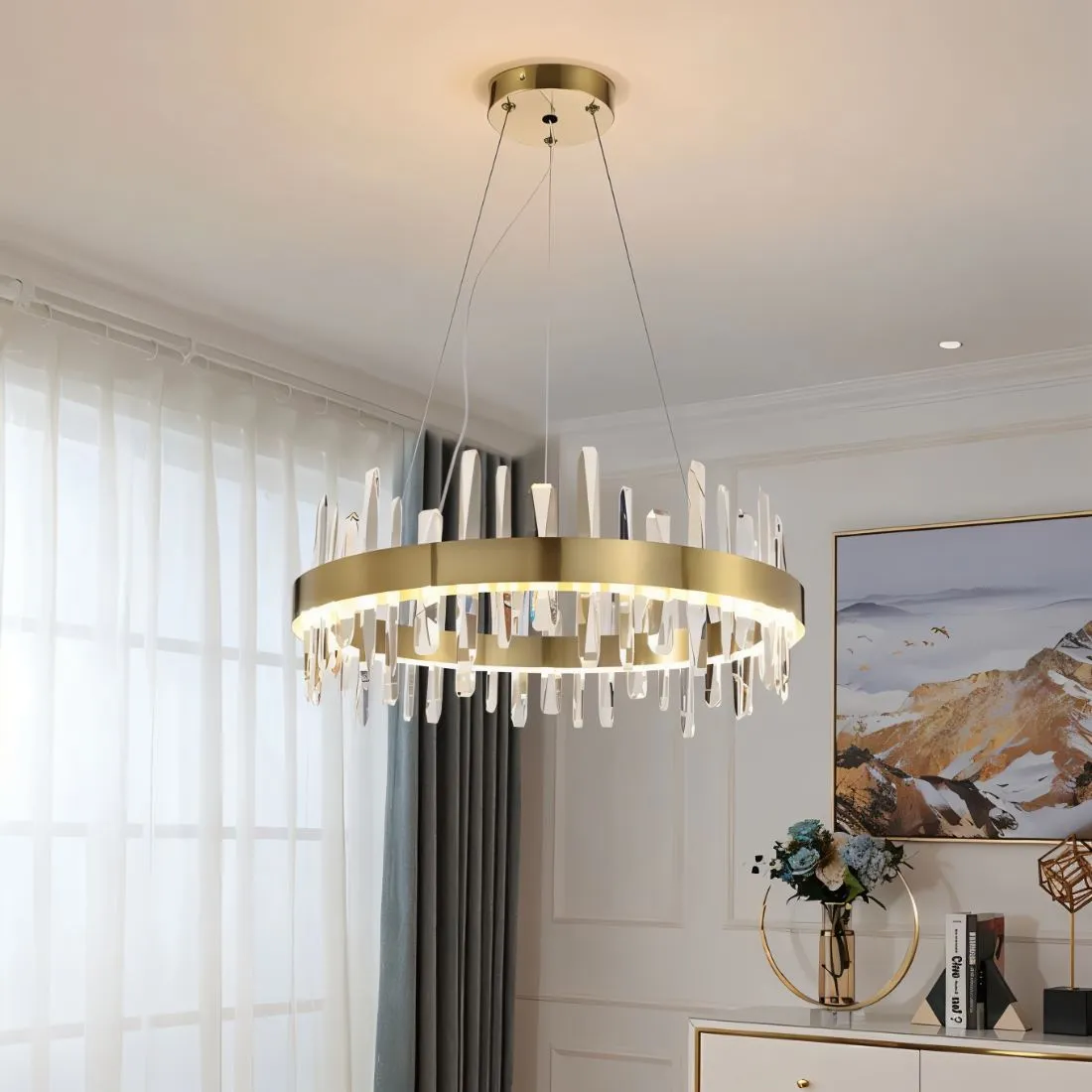 Betula Round Crystal Chandelier