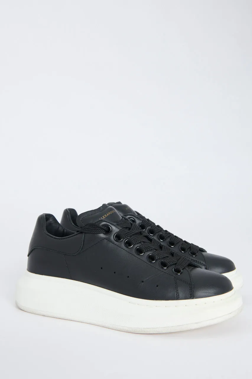 Black Leather Platform Preowned Trainers