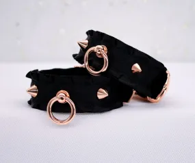 Black O-Ring BDSM Cuffs in Rose Gold