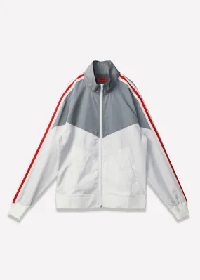 Blank State Men's Retro Swishy Track Jacket in White/Grey