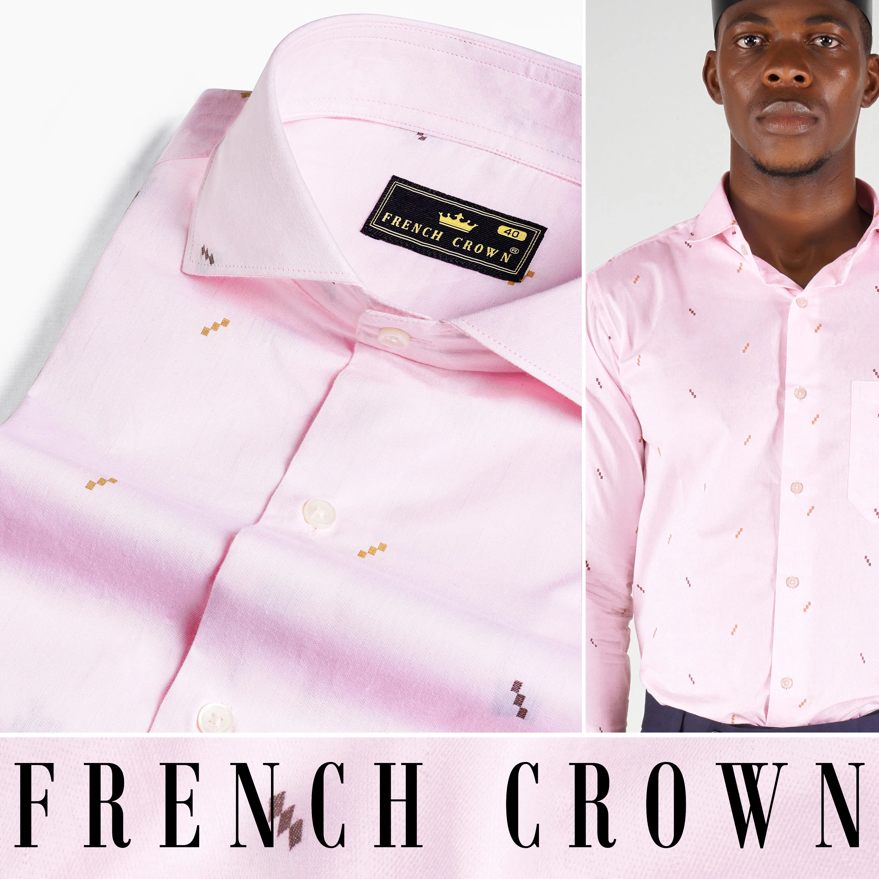 Blossom Pink Jacquard Textured Premium Giza Cotton Shirt