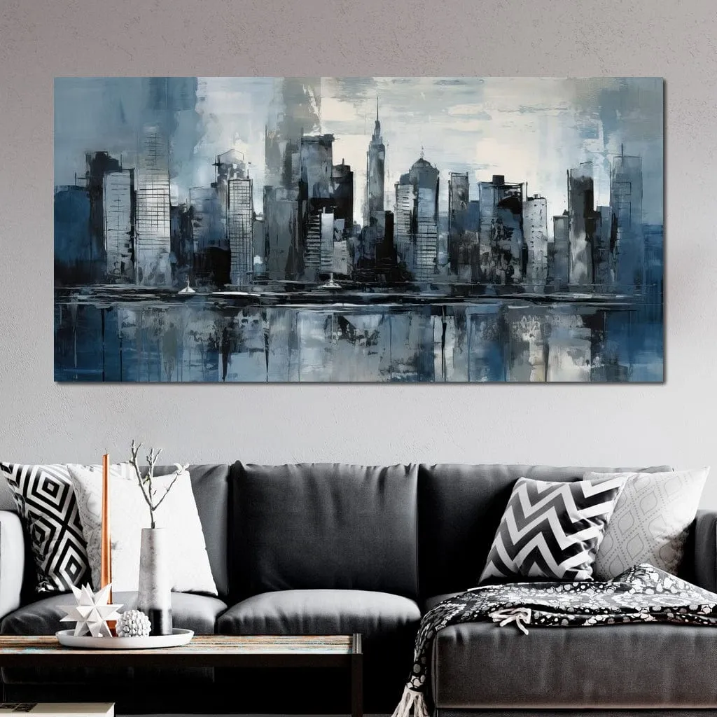 Blue Monochromatic Cityscape