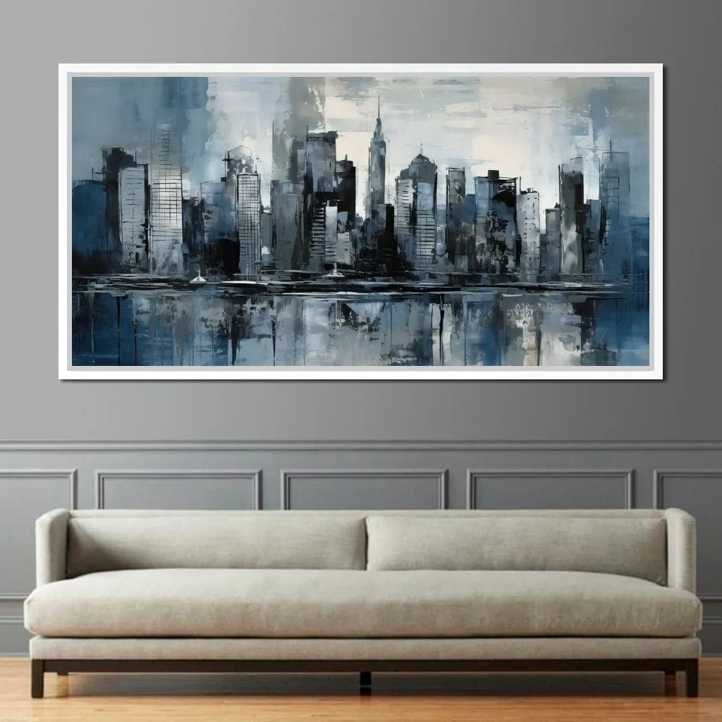 Blue Monochromatic Cityscape