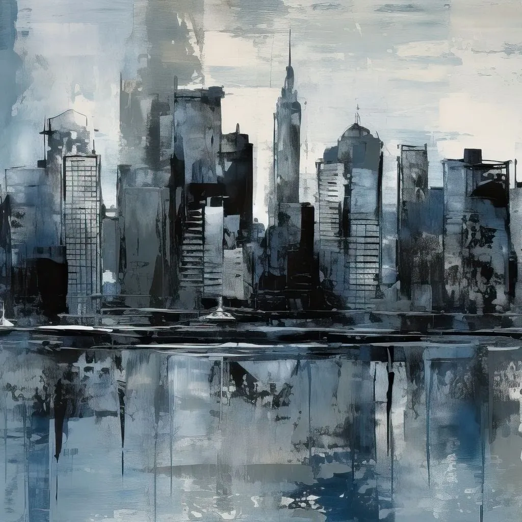 Blue Monochromatic Cityscape