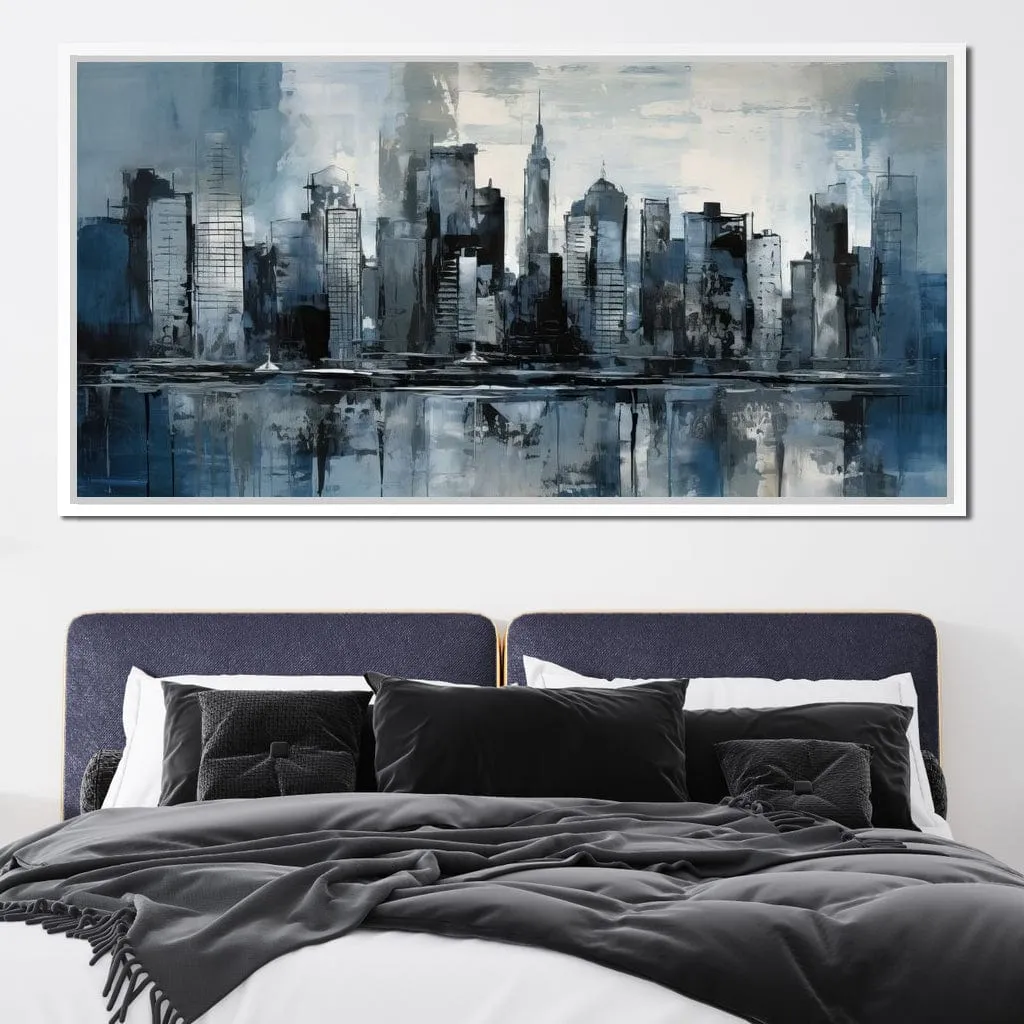 Blue Monochromatic Cityscape