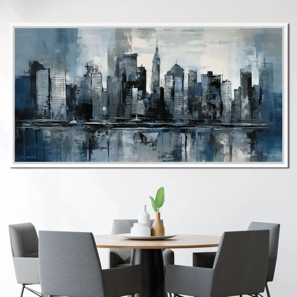 Blue Monochromatic Cityscape