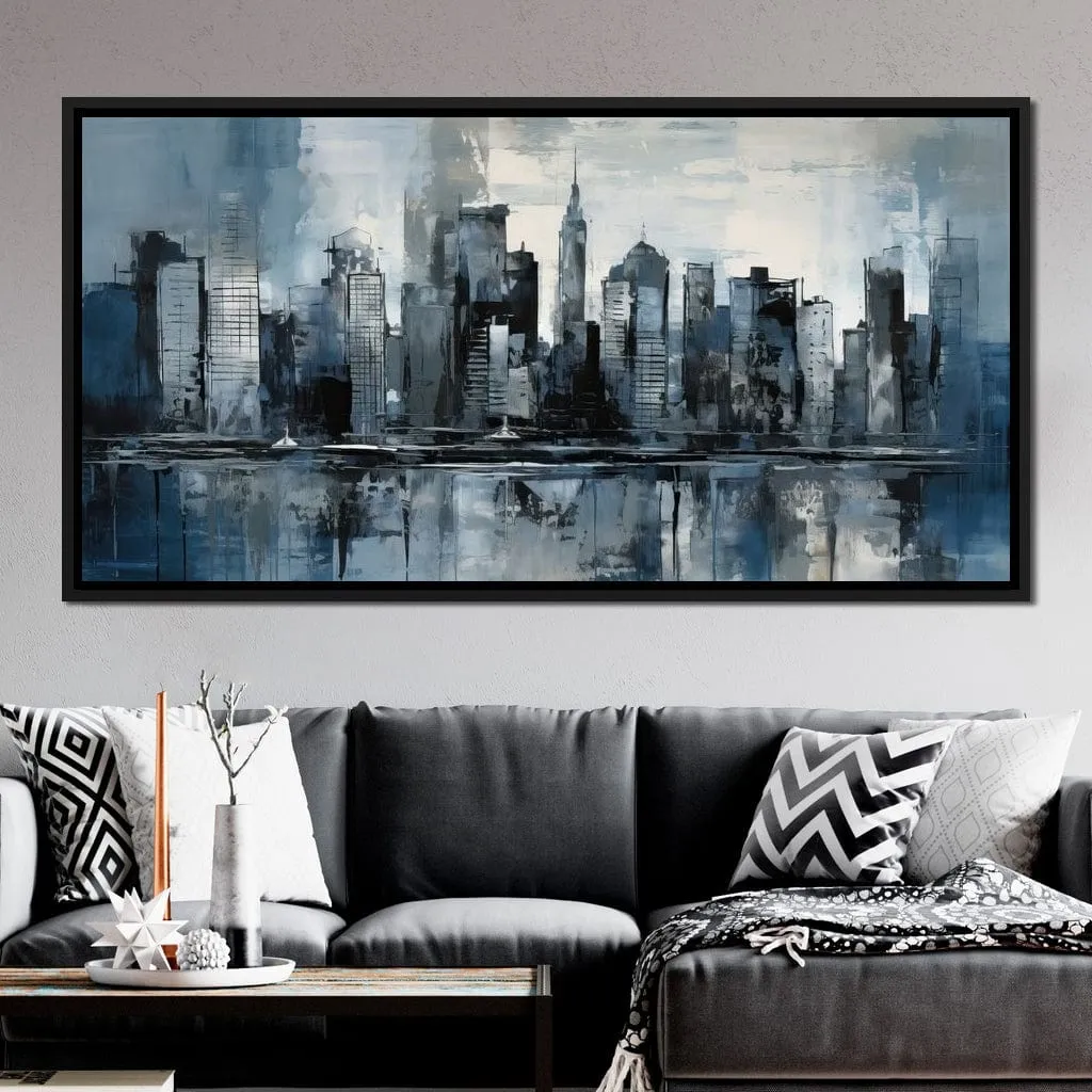 Blue Monochromatic Cityscape