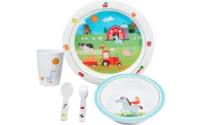 BRUNNER SET FARM KIDS BOY 3  (5pz) SET PIATTO,BICCHIERE,POSATE E CIOTOLINA IN RESISTENTE MELAMINA