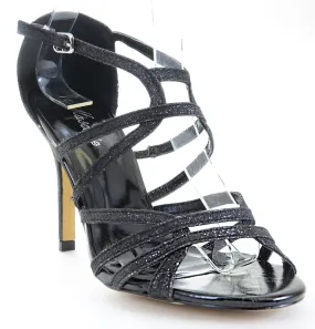 Caged Glitter Beaded Platform Heels Sandals Black Fourever Funky