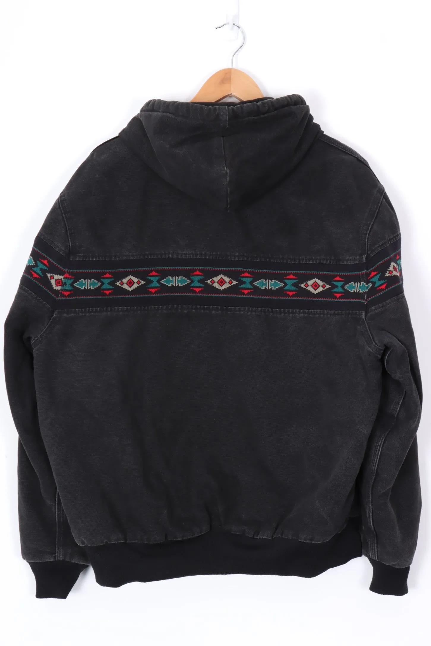 CARHARTT Aztec Black Teal & Red Hoodie Jacket (XL)