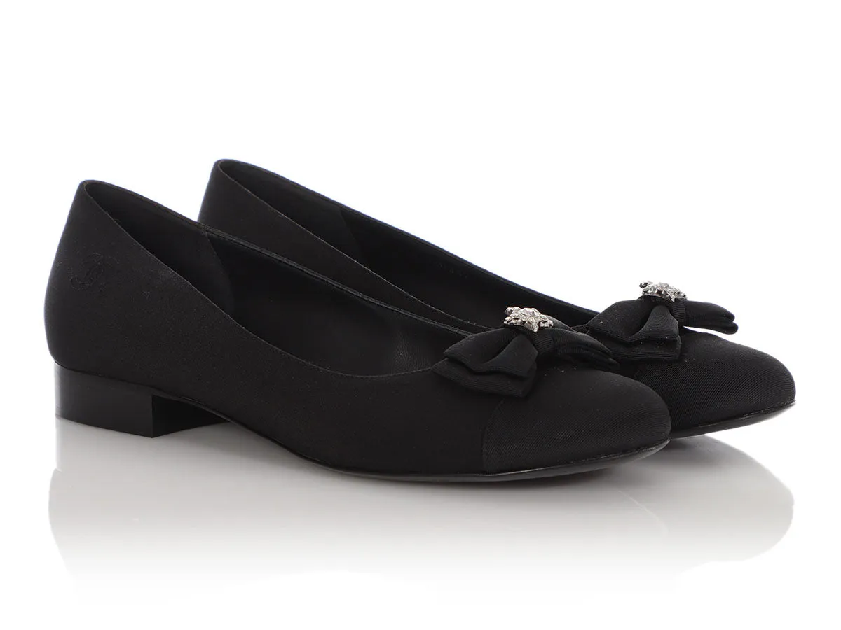 Chanel Black Crepe Flats