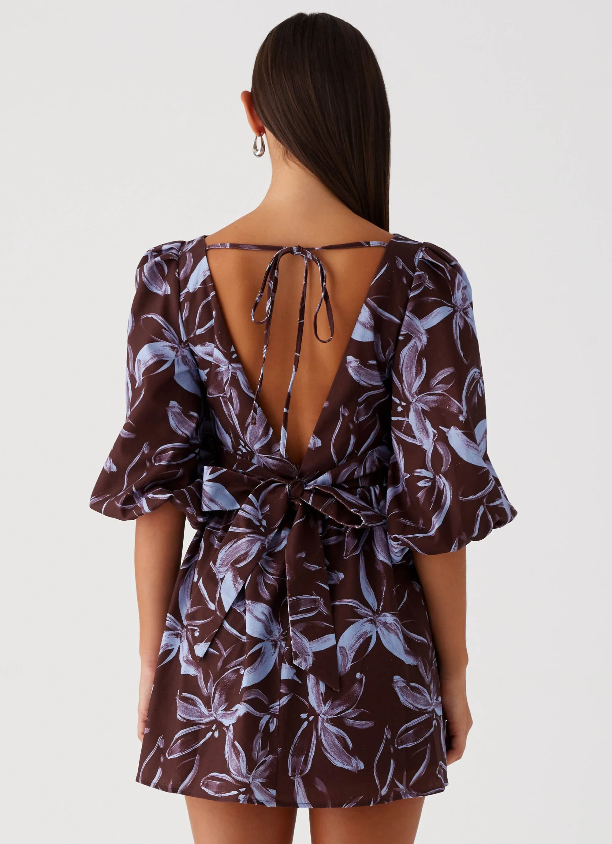 Crystal Dreams Mini Dress - Brown Purple Floral