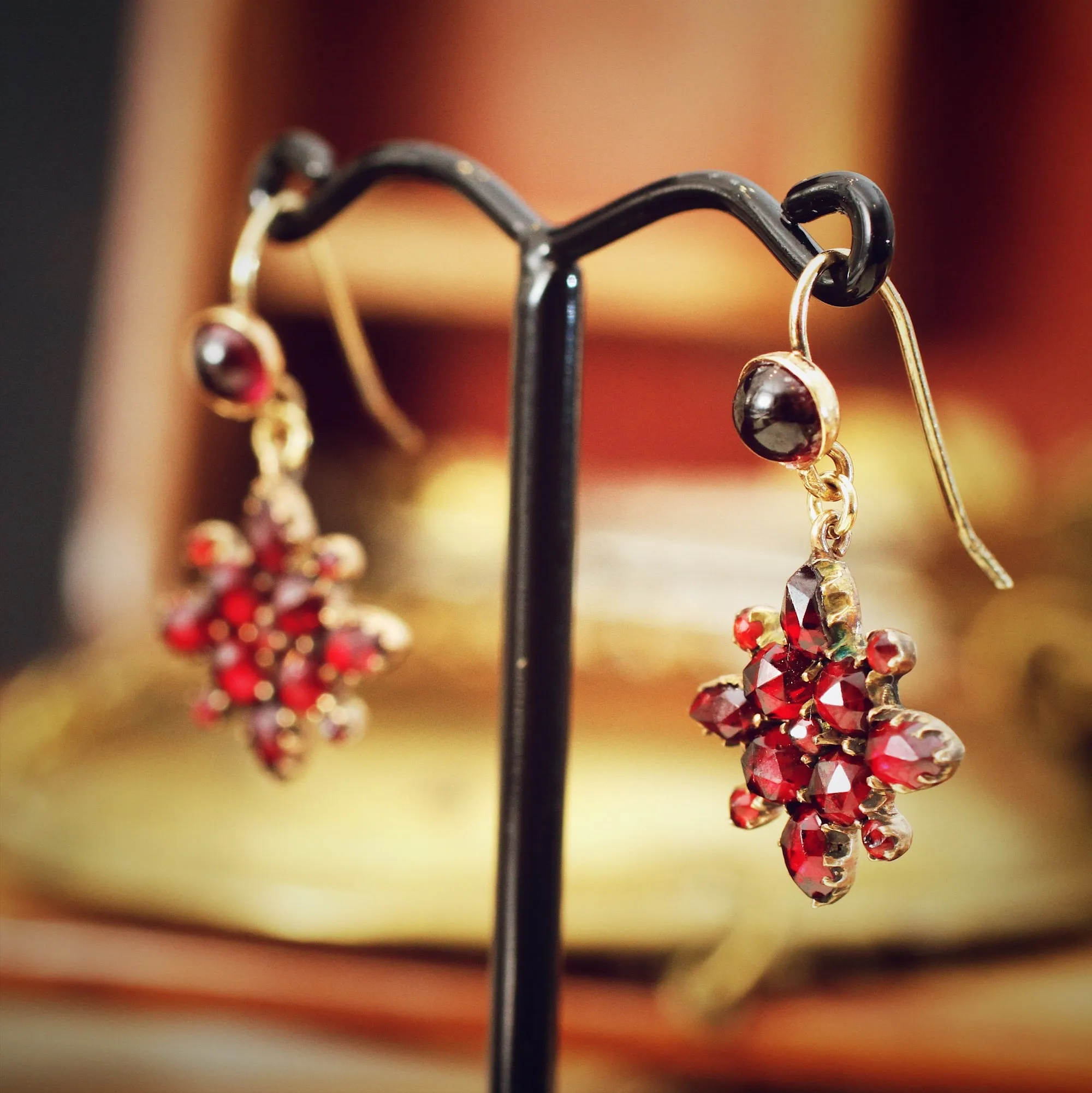 Darling Vintage Bohemian Garnet Drop Earrings