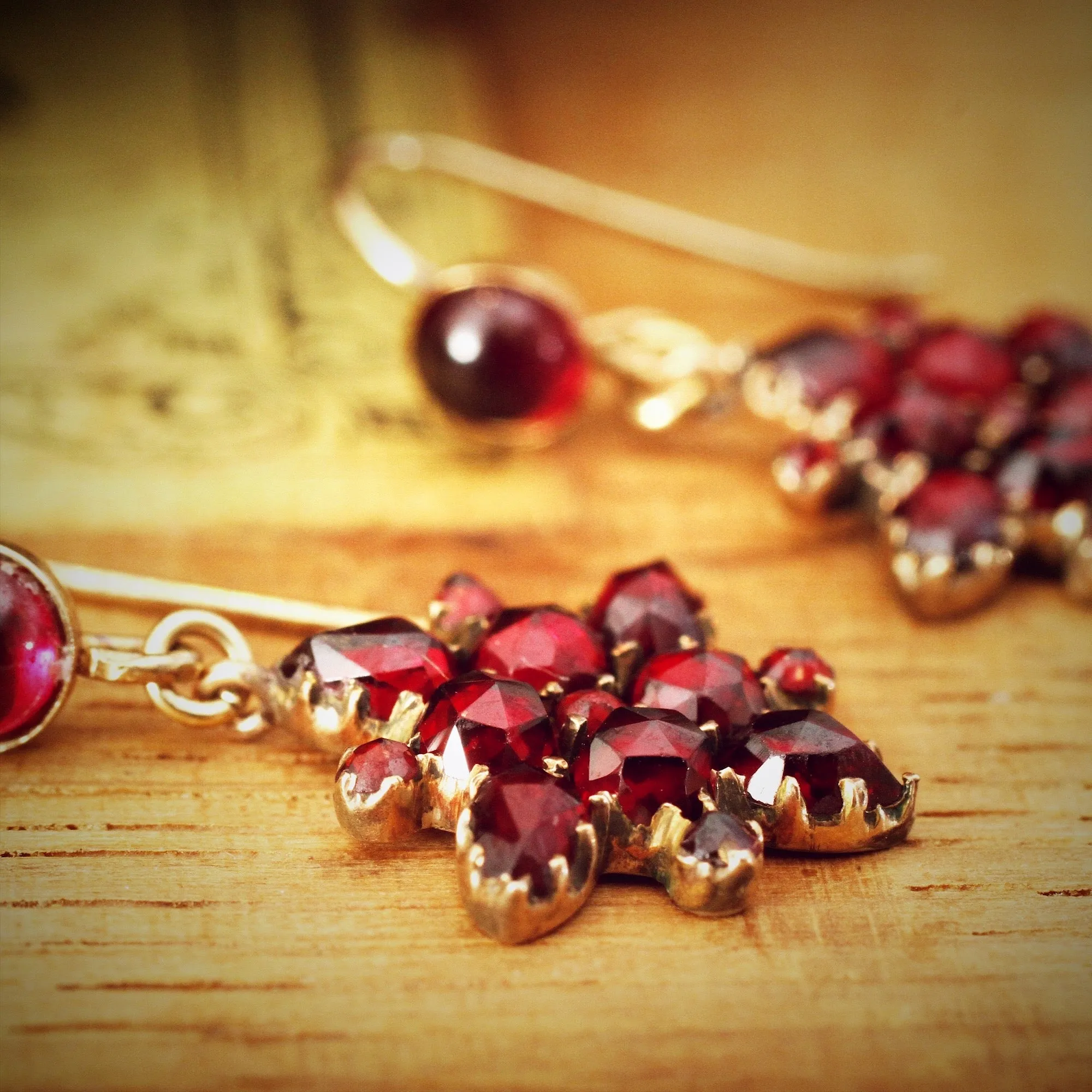 Darling Vintage Bohemian Garnet Drop Earrings