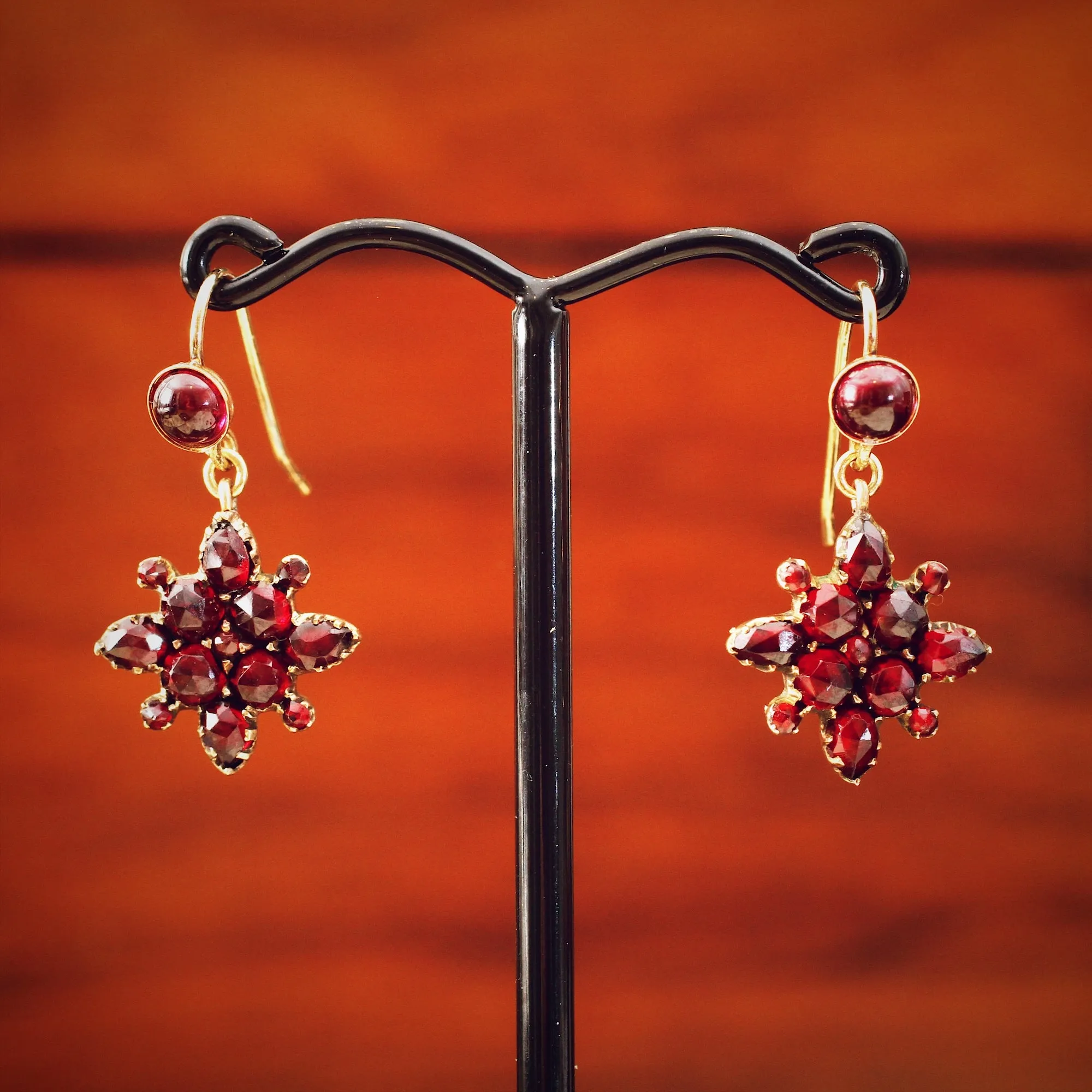 Darling Vintage Bohemian Garnet Drop Earrings