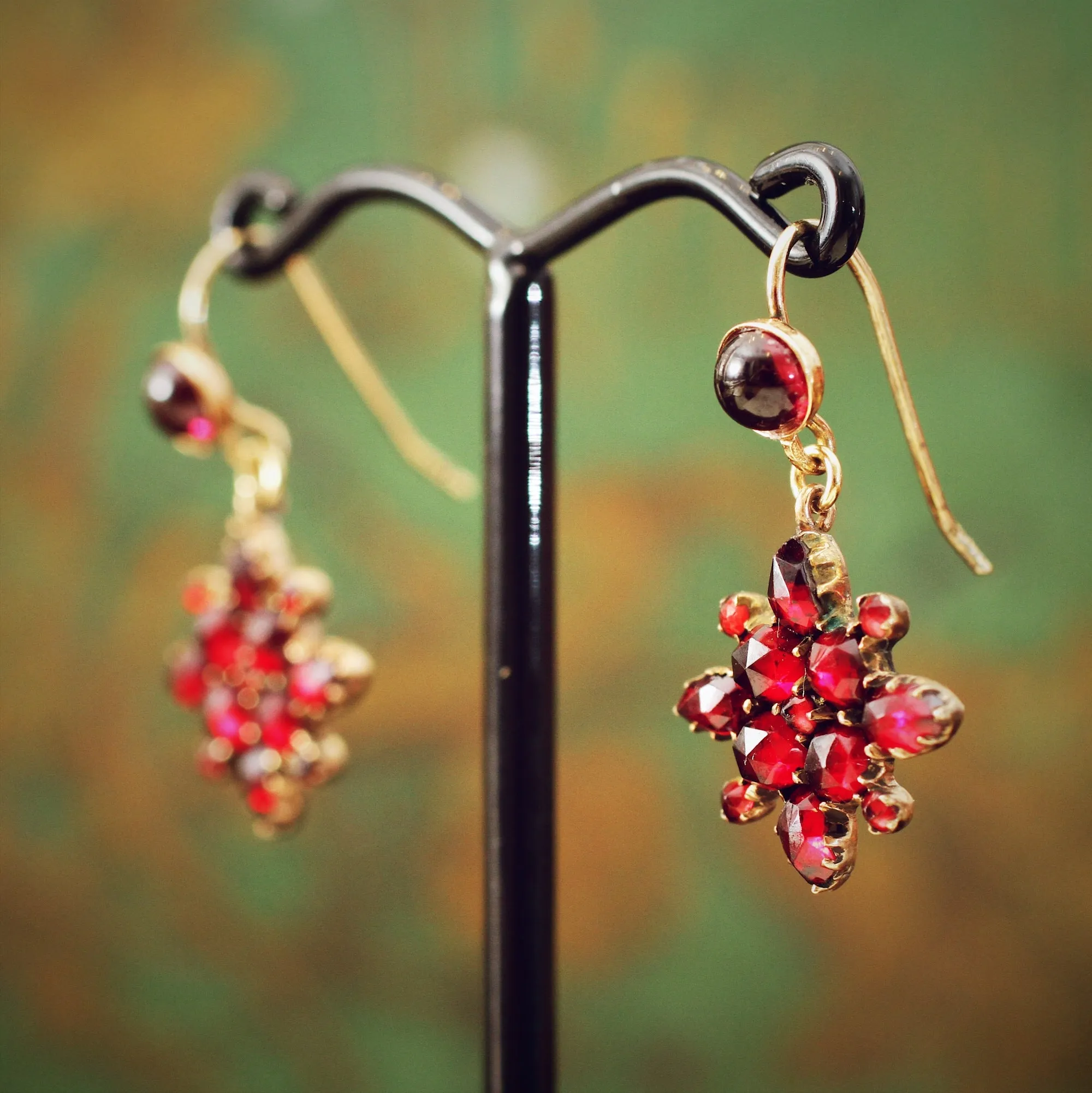 Darling Vintage Bohemian Garnet Drop Earrings