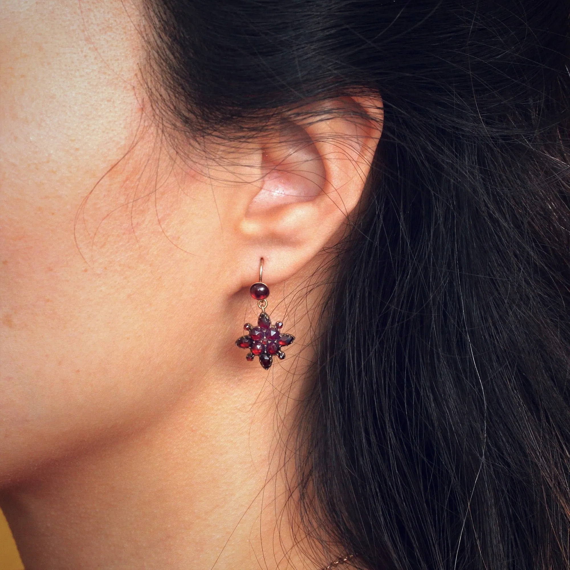 Darling Vintage Bohemian Garnet Drop Earrings