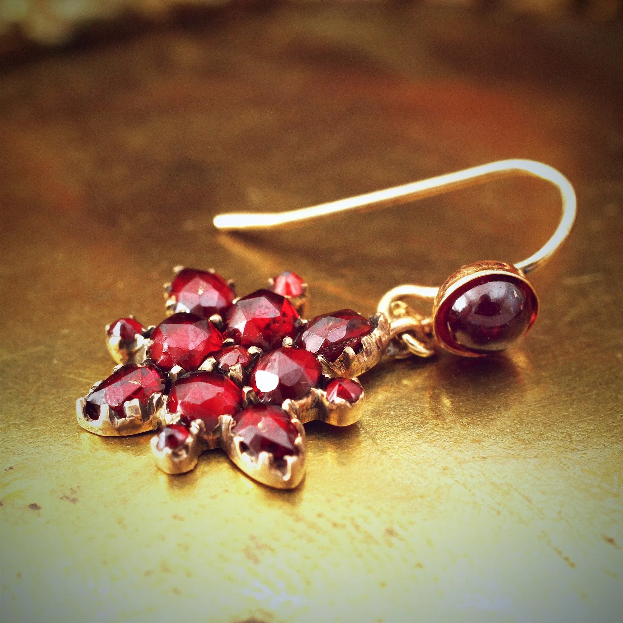 Darling Vintage Bohemian Garnet Drop Earrings