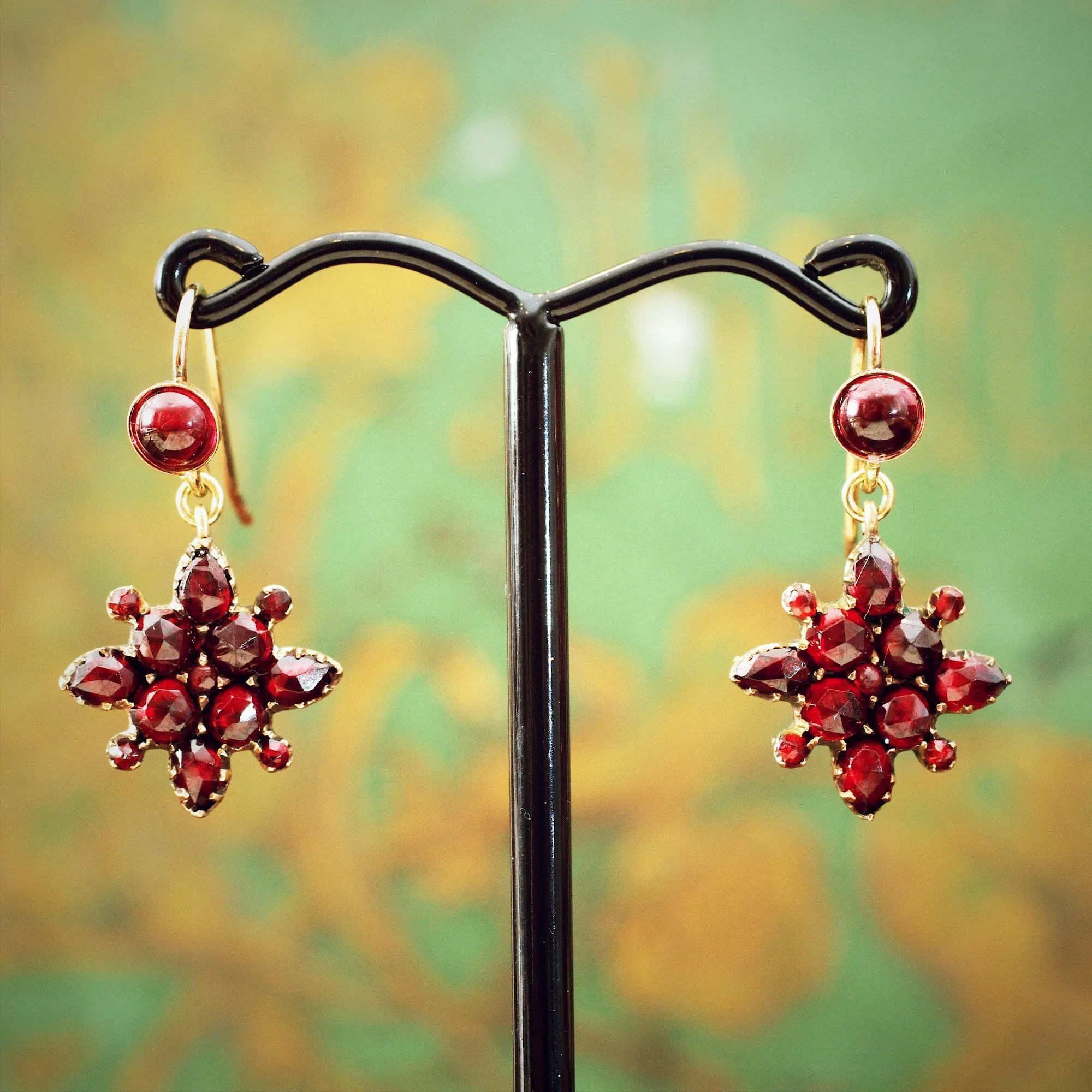 Darling Vintage Bohemian Garnet Drop Earrings