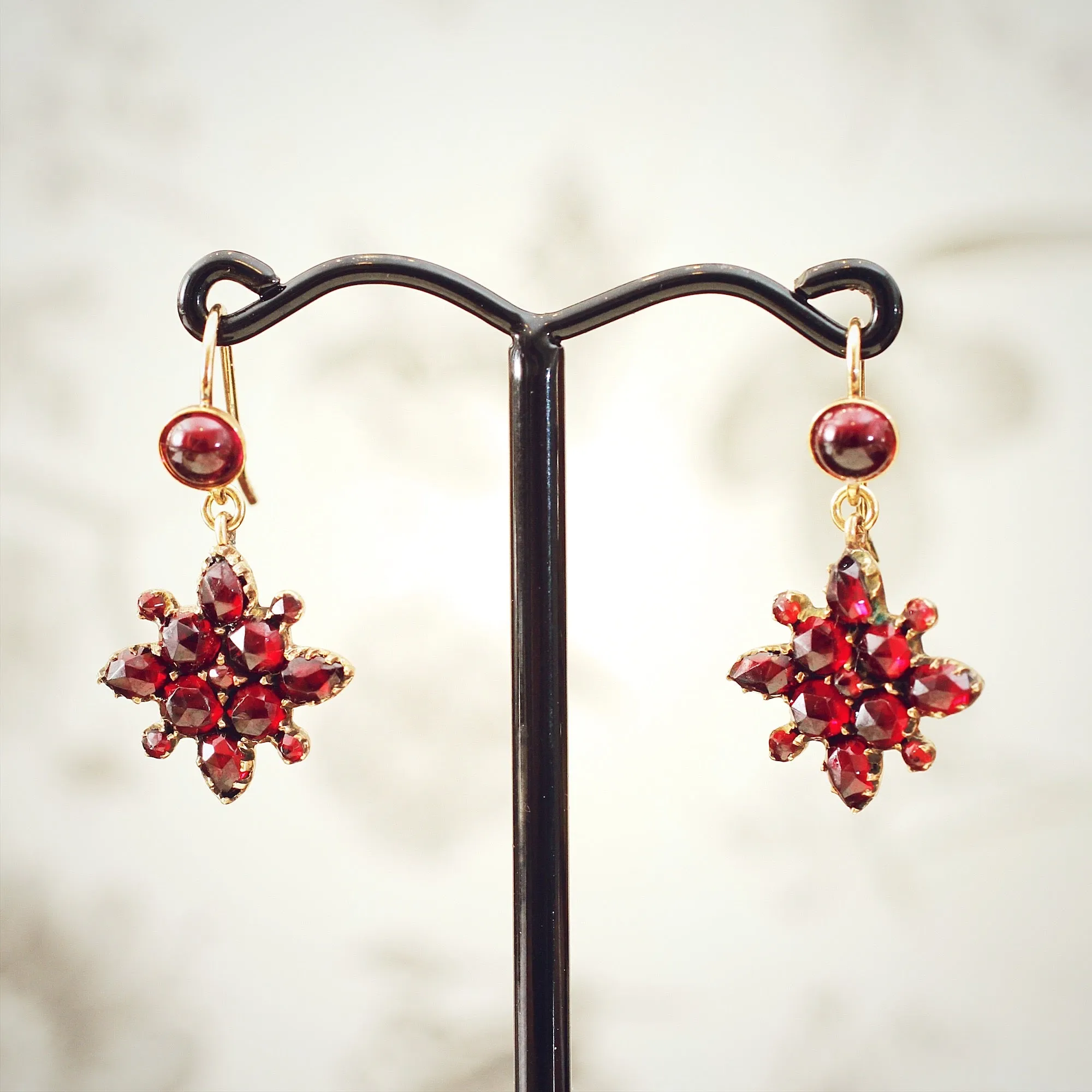 Darling Vintage Bohemian Garnet Drop Earrings