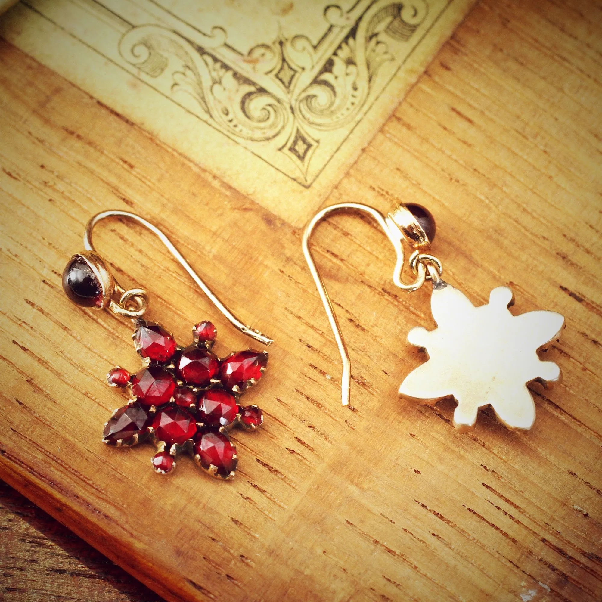 Darling Vintage Bohemian Garnet Drop Earrings