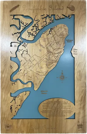 Daufuskie Island - Laser Engraved Wood Map Overflow Sale Special