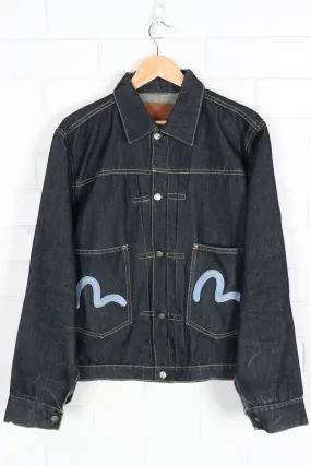 EVISU Seagull Embroidered Button Up Denim Jacket (M-L)