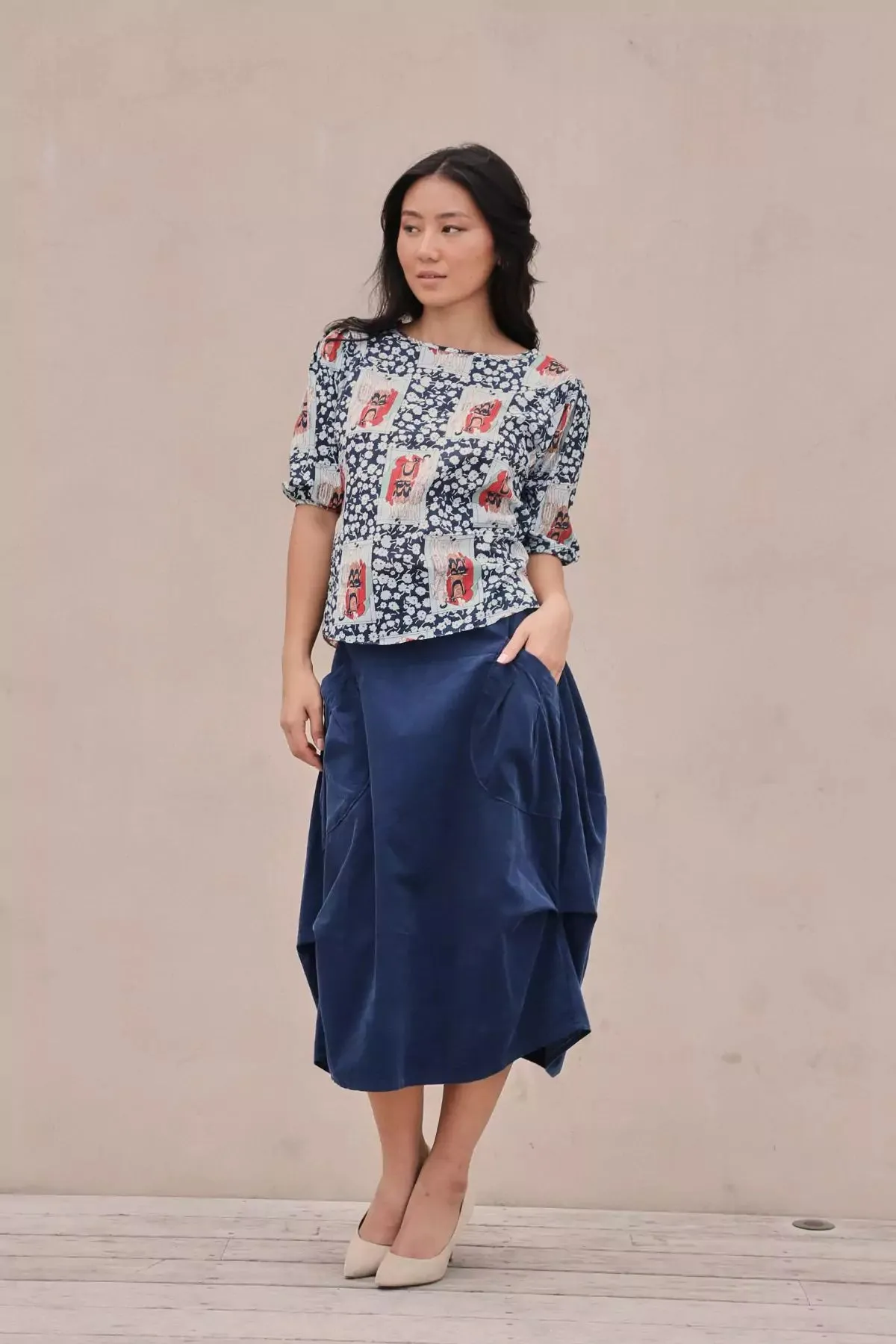 Felix Blouse Navy in Cotton