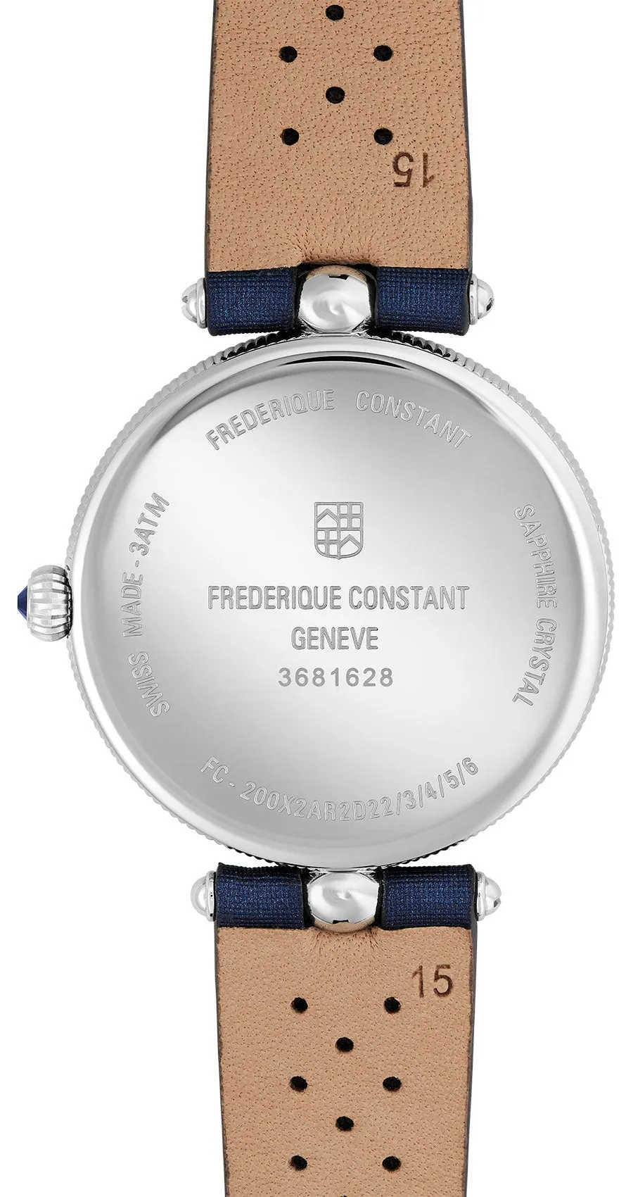 Frederique Constant Classics Art Deco Stainless Steel Blue Satin Strap Mother-of-Pearl Dial Diamonds Quartz Womens Watch FC-200MPWN2AR2D6