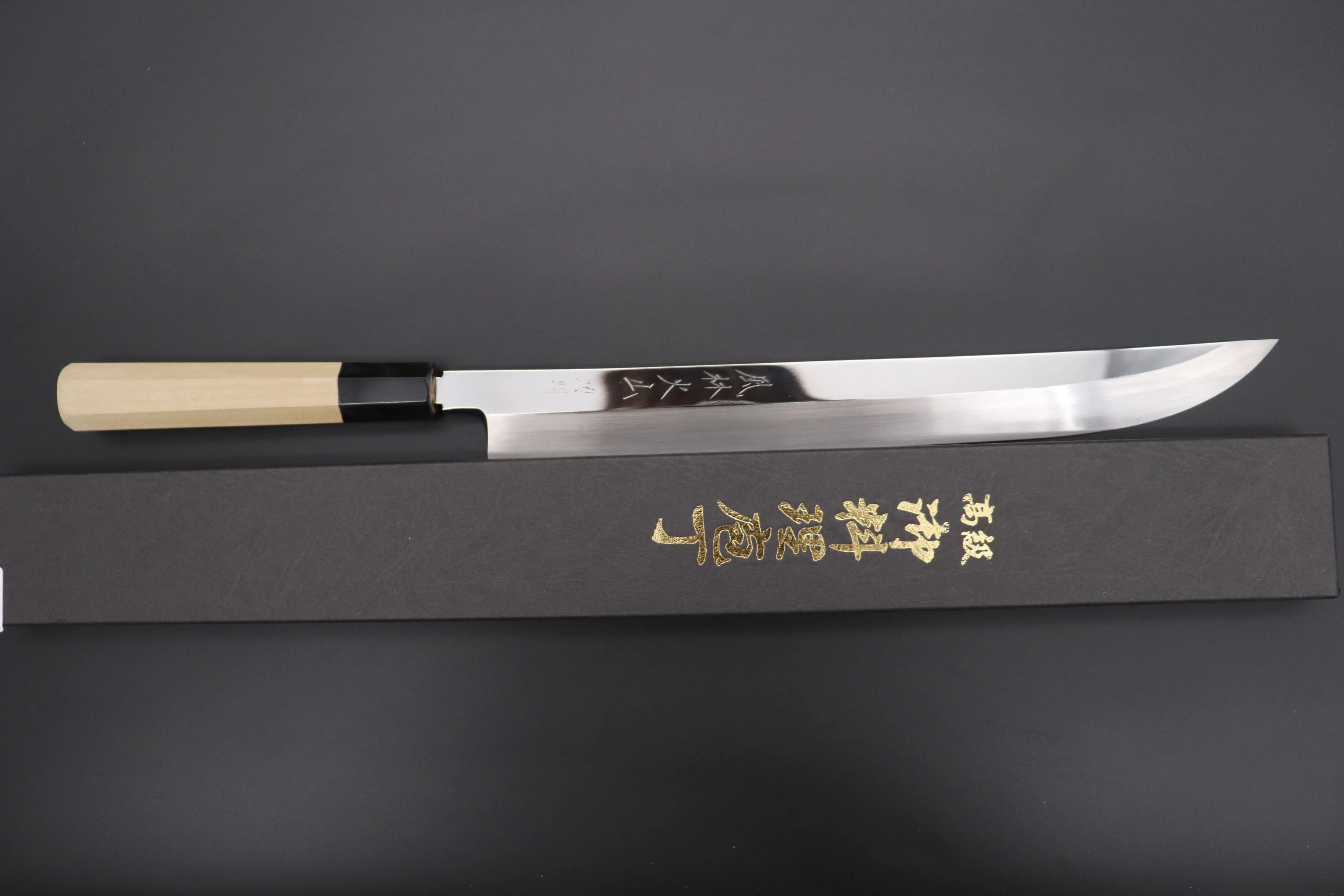 Fu-Rin-Ka-Zan Limited, Solid VG-10 Special Order Made FSO-78L "SABER" Yanagiba 300mm (Perfectly Mirror Polished, Octagon Shaped Magnolia Wood Handle)