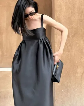 Getadme Black Dress for Women Sleeveless Solid Summer Backless Vintage Tender French Style Simple Slim Fit Classic Vestido Feminino