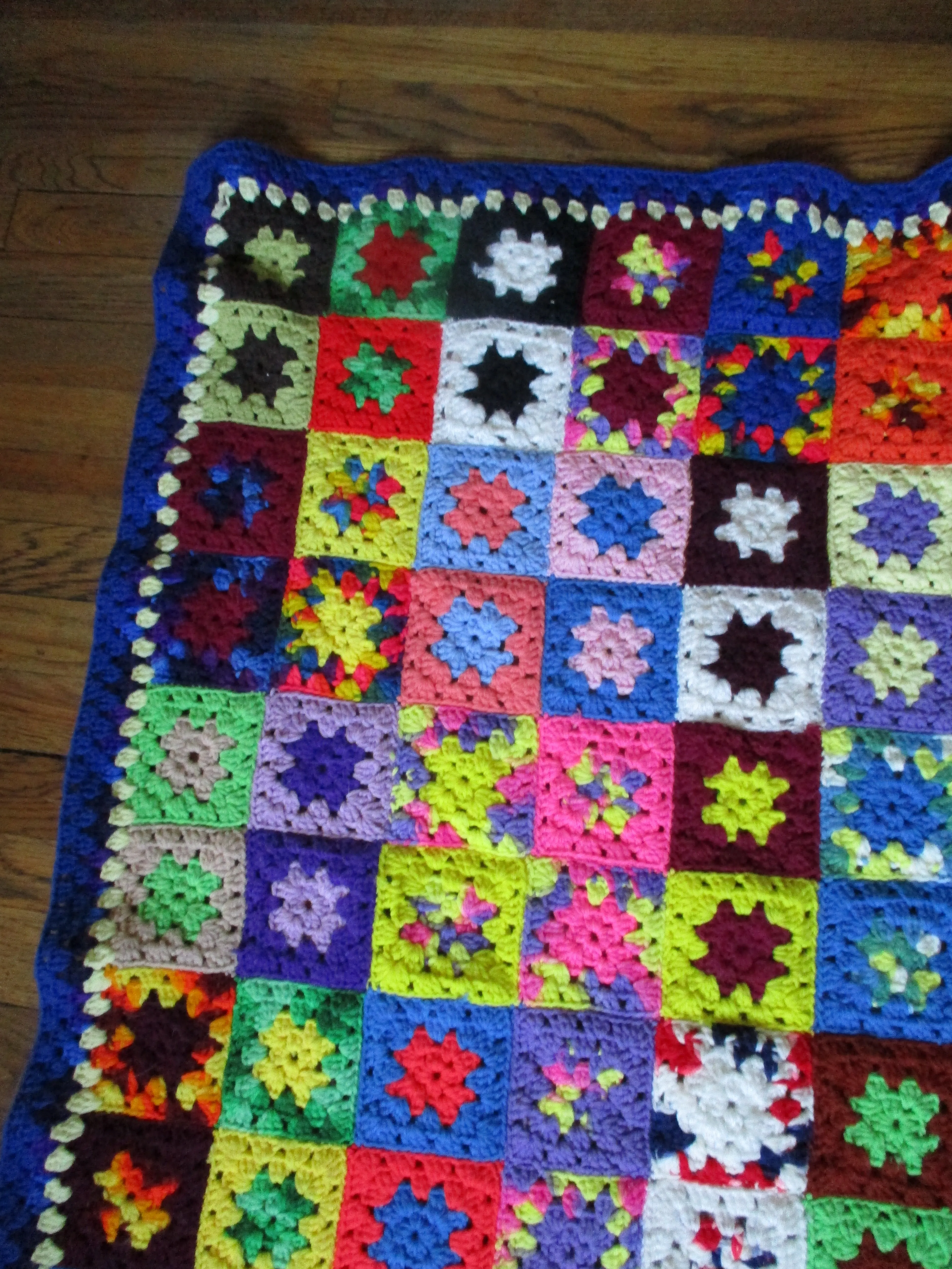 Handmade Crochet GRANNY SQUARE Blanket Throw Afghan Cover Knit Yarn COLORFUL 33x45