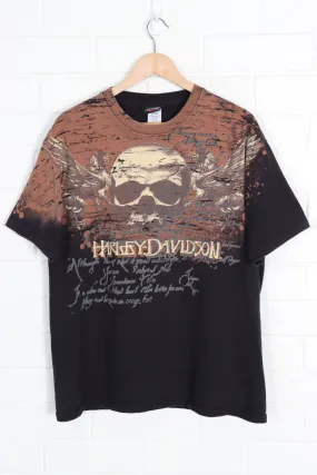 HARLEY DAVIDSON 'Live to Ride' All Over Skull Print Tee (L)