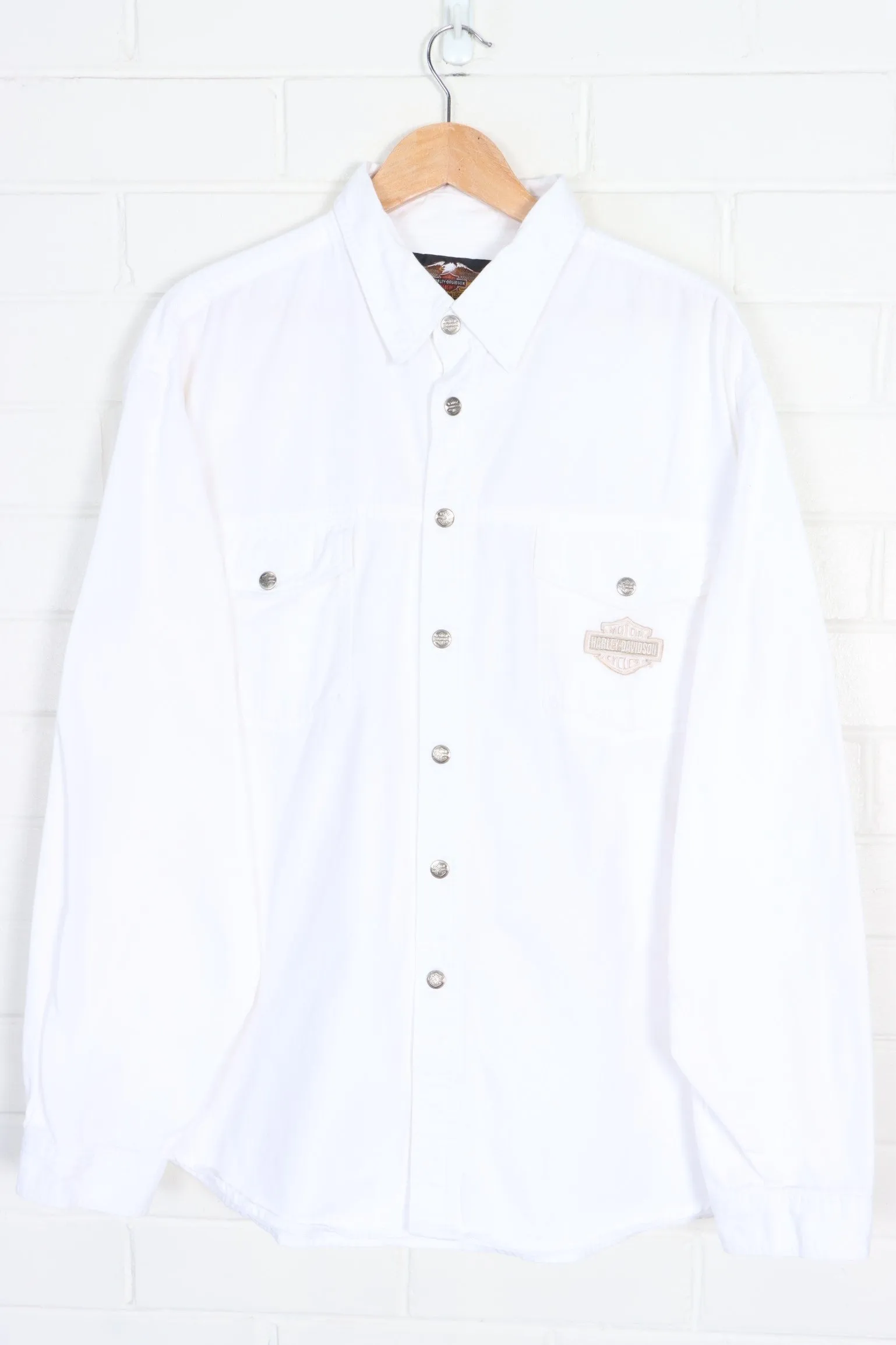 HARLEY DAVIDSON White Snap Button Utility Shirt (XXL)