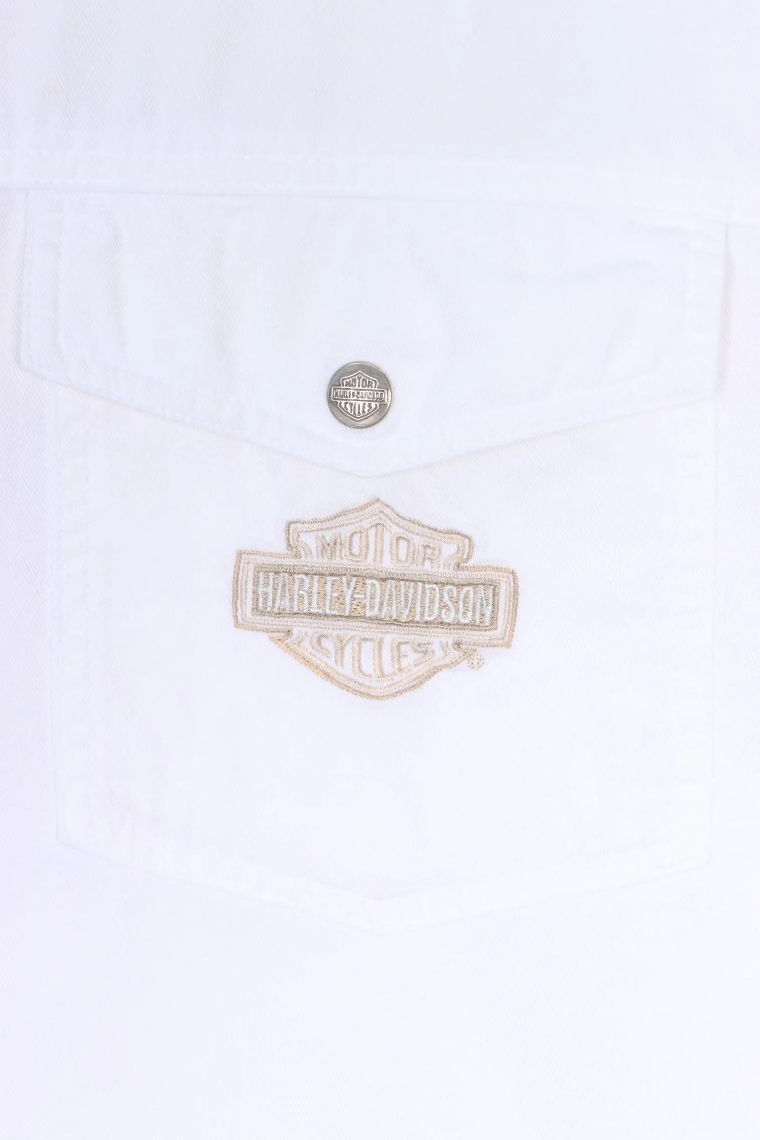 HARLEY DAVIDSON White Snap Button Utility Shirt (XXL)