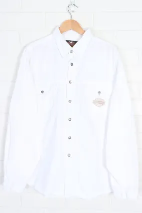 HARLEY DAVIDSON White Snap Button Utility Shirt (XXL)