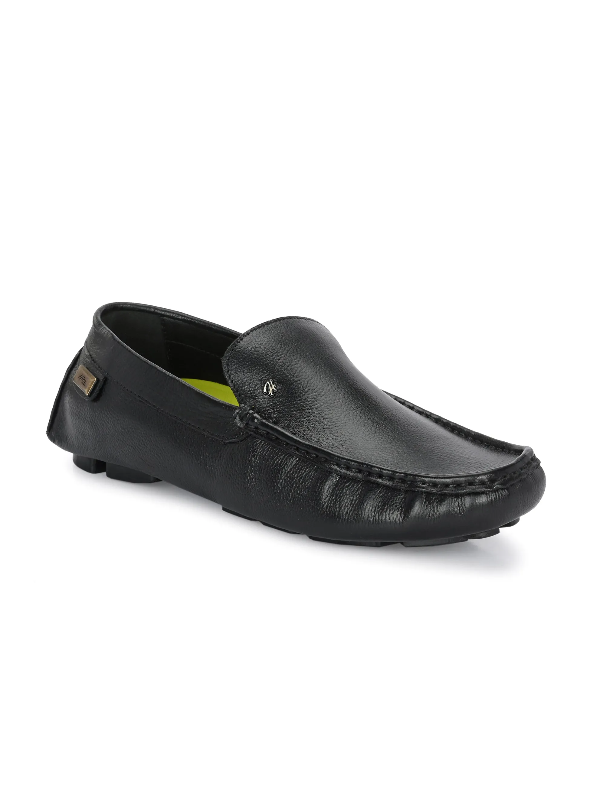 Hitz Men's Black Leather Casual loafers