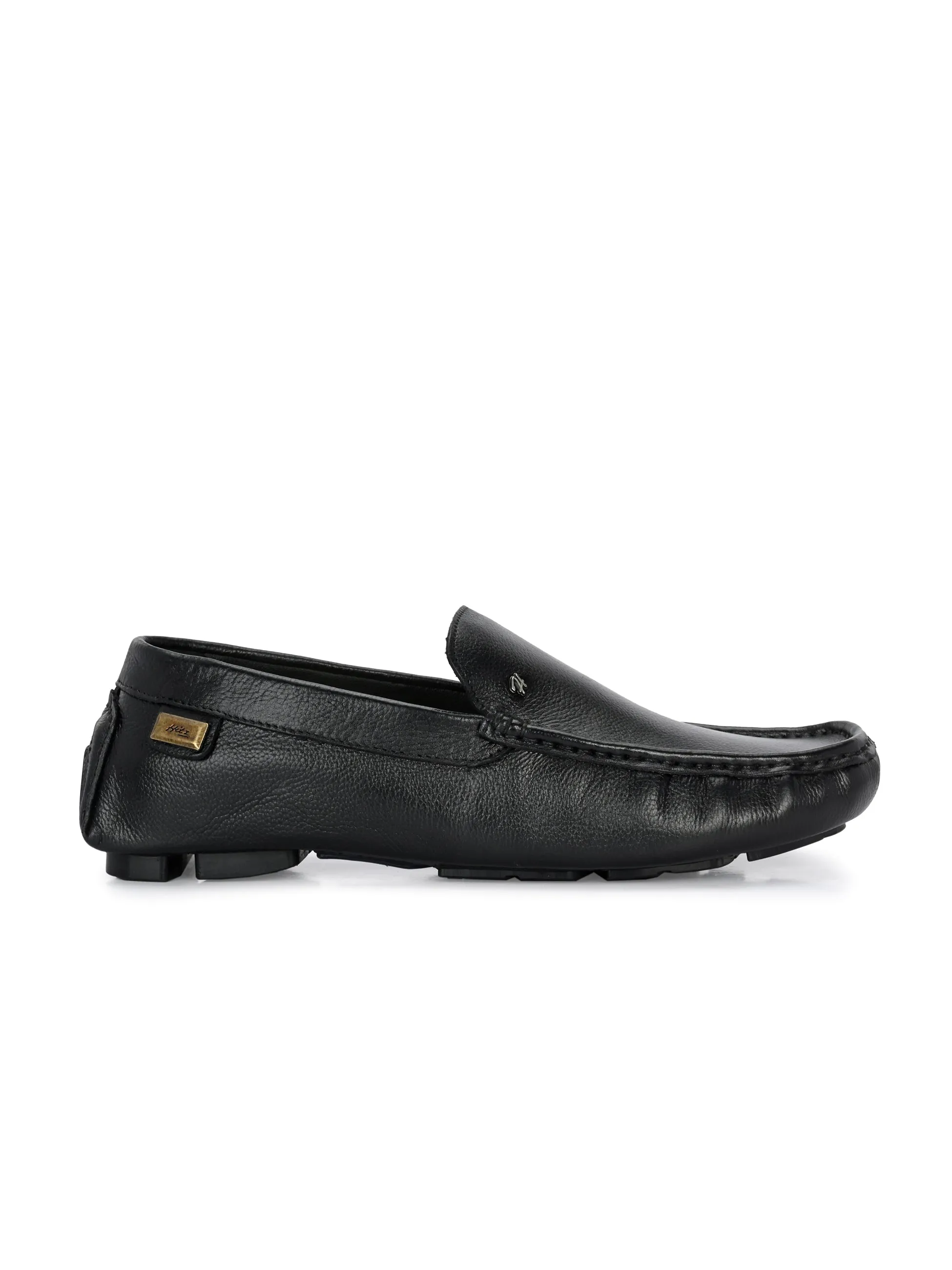 Hitz Men's Black Leather Casual loafers